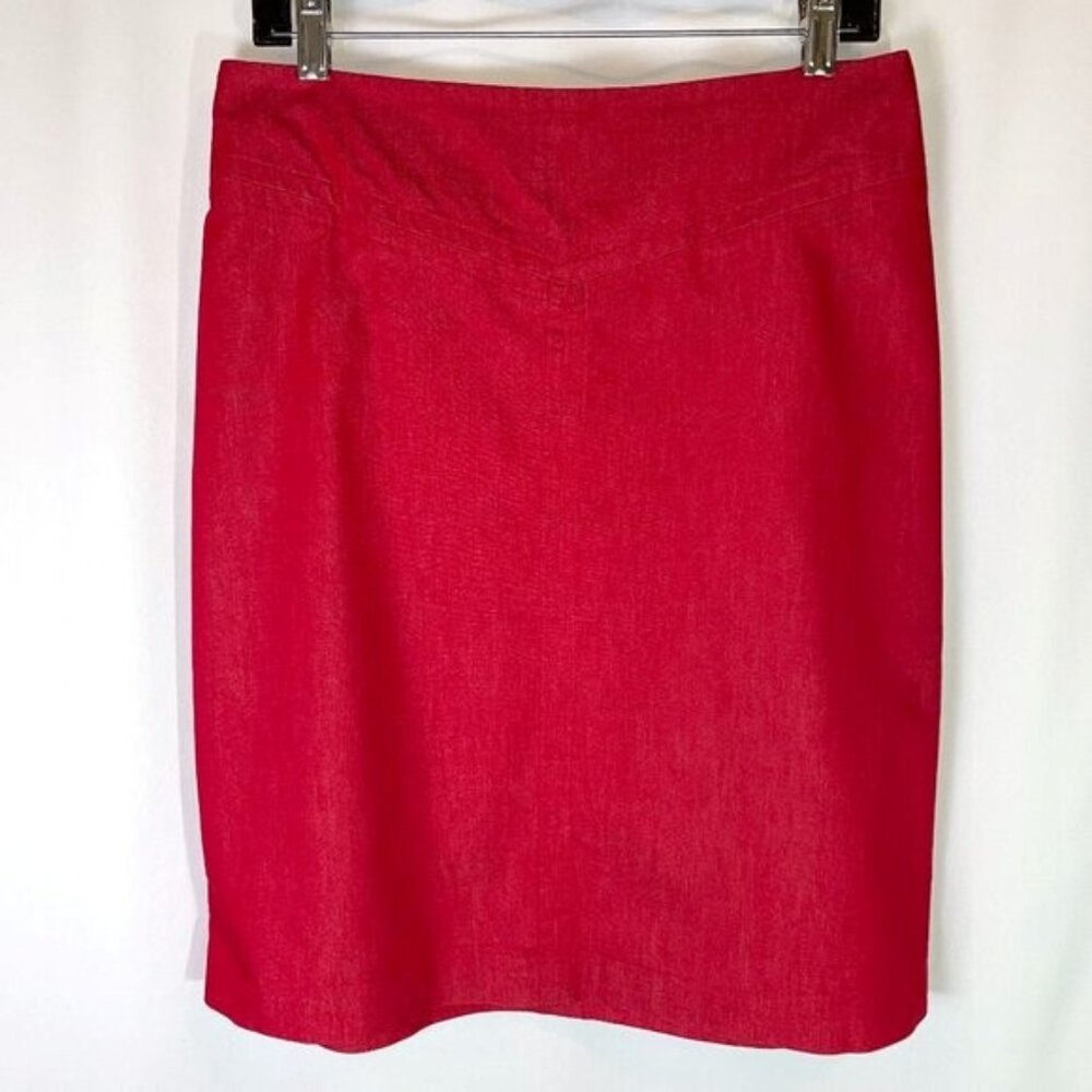 David Paul New York Red Pencil Skirt Lightweight Stretch Twill Size 10